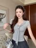 Korean Style Sailor Collar White T-shirt with Side Slit - Slimming, Flattering, and Pleated Cropped Design (2026)