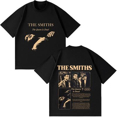 The Smiths The Queen Is Dead Plus Size T-shirts med Korta Ärmar 1980-talets Indie Morrissey T-shirt Herr Vintage Rockband Tide