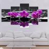 5 panelů Zen Stones Purple Butterfly Orchid Malba na plátně Plakáty a obrazy Nástěnné obrazy Obývací pokoj Home Decor Bez rámu