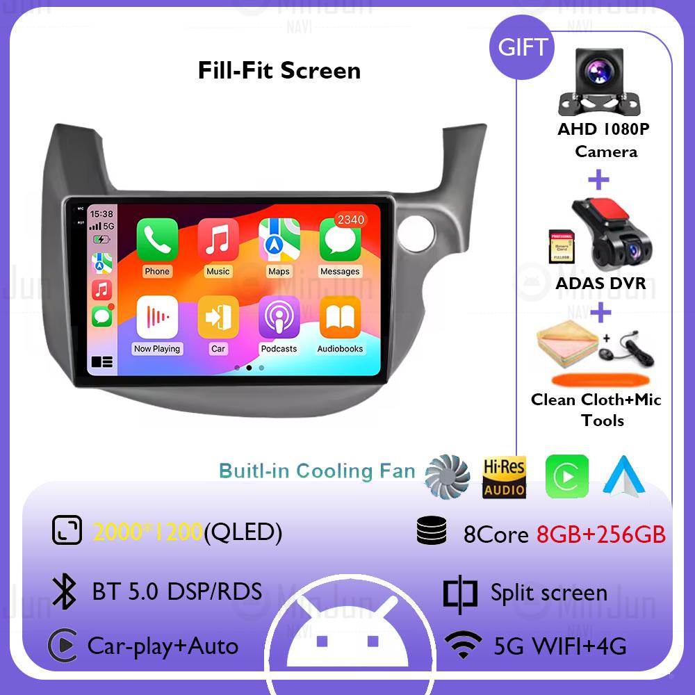Android 14 Car Radio For HONDA FIT JAZZ 2007-2014 Right Hand Drive Carplay Auto Multimedia Video Player Split Screen Head Unit
