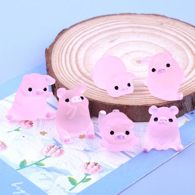 6pcs Pig Miniature Statue Luminous Carving Technology Glow Pig Mini Portrait Mini Fairy Garden Landscape Household Supplies
