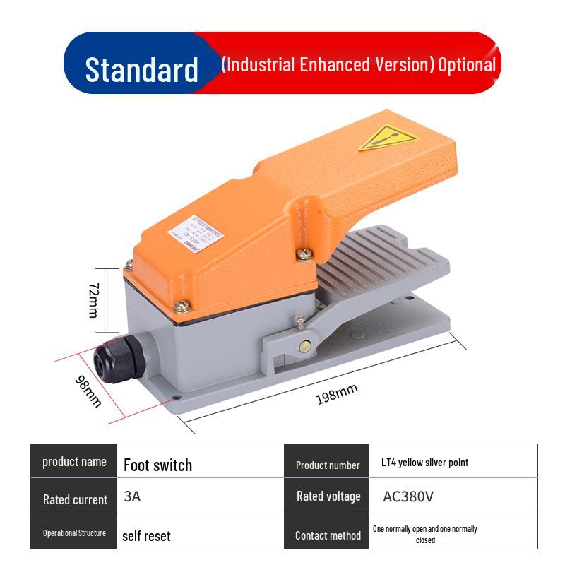 Self-Resetting TFS-201/EKW-B Foot Switch with Cable for Punch Press, 220V