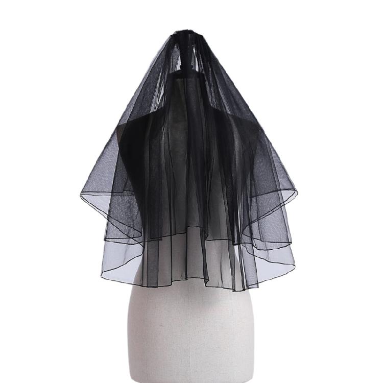 Dark Series Black Mesh Veil for Halloween Masquerade Party Bride Dress Up Wedding Veil for Parties Festival Props