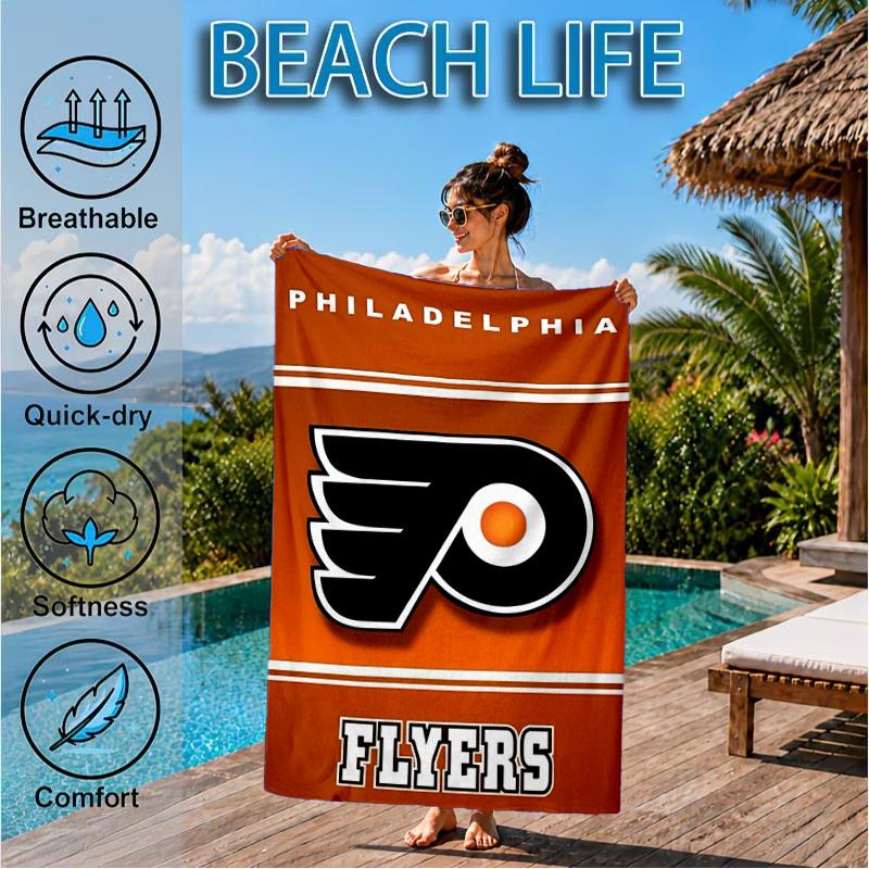 Flyers Hockey Logo Art Beach Towel, Super Soft Microfiber, Perfect Gift for Her/Him, Birthday, for Pool, Beach, Travel, Decor Beach Party