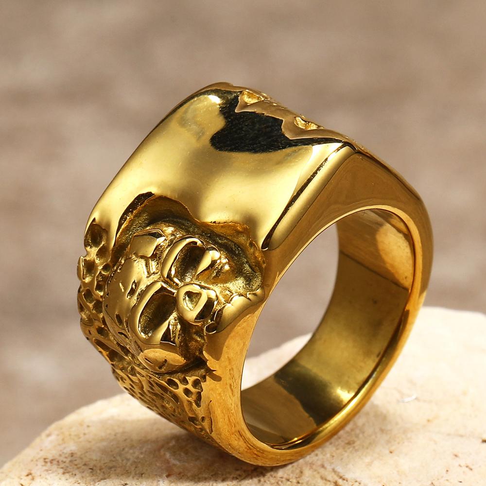 Hot Sale Gothic Skeleton Skull Head Ring for Men Punk Rock Stainless Steel Biker Jewelry Vintage Masculine Gift