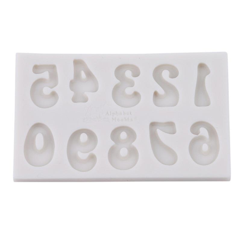 Conjunto de 3 peças Molde de Silicone em Forma de Número e Letra Decoração de Bolo 3D Grau Alimentício Moldes para Sabonete Chocolate