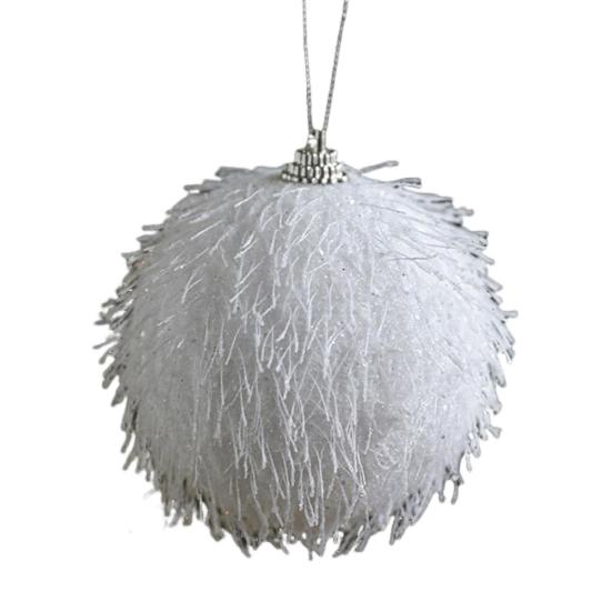 8CM White Foam Christmas Ball Ornament Snowy Holiday Decoration Lightweight Sequin Xmas Tree Hanging Pendant for Home New Year
