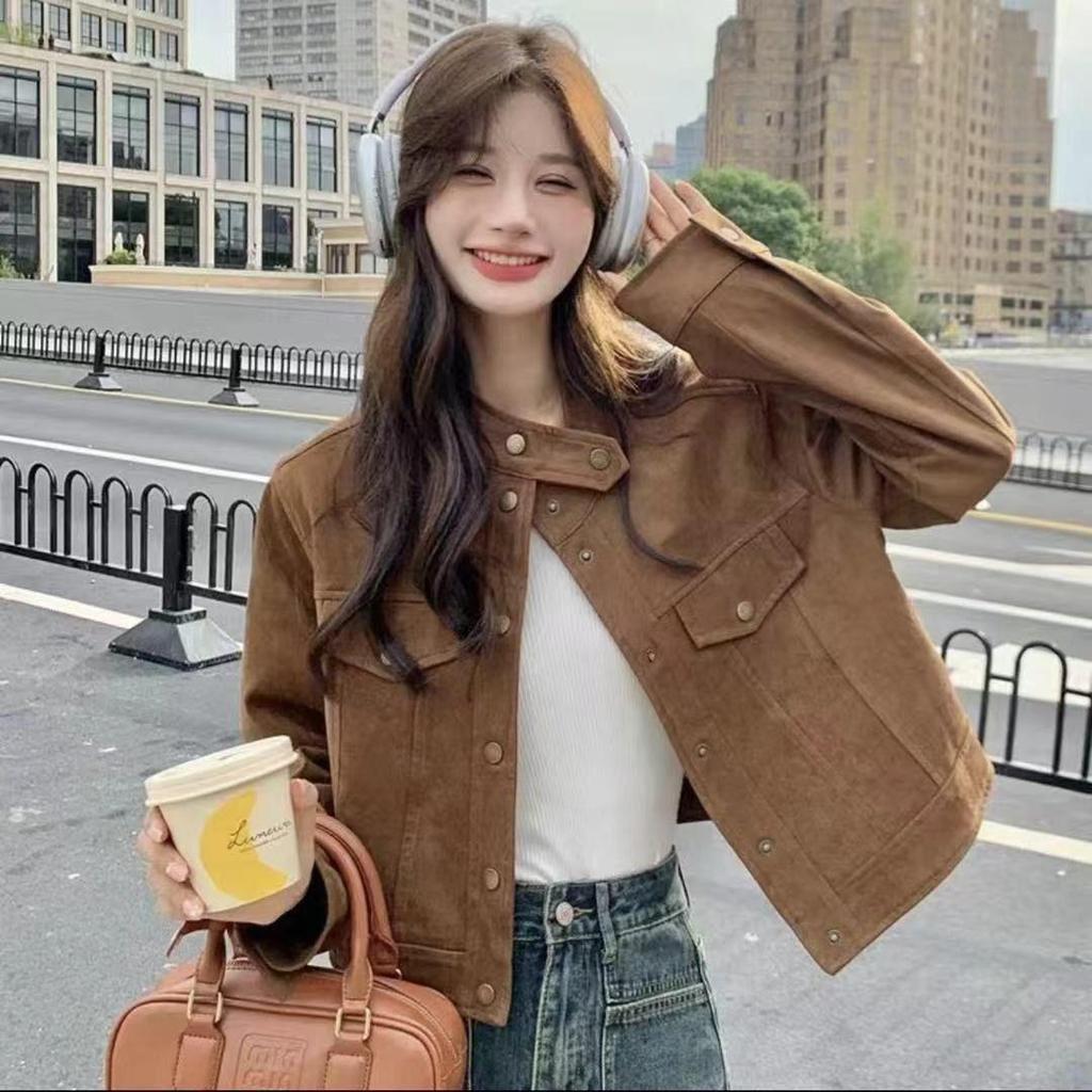 Melard Retro Loose Casual Jacket for Petite - Brushed Spring/Autumn Design