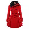 Yama Women's Double-Breasted Slim Long Wool Coat with Big Fur Collar - European & American Style