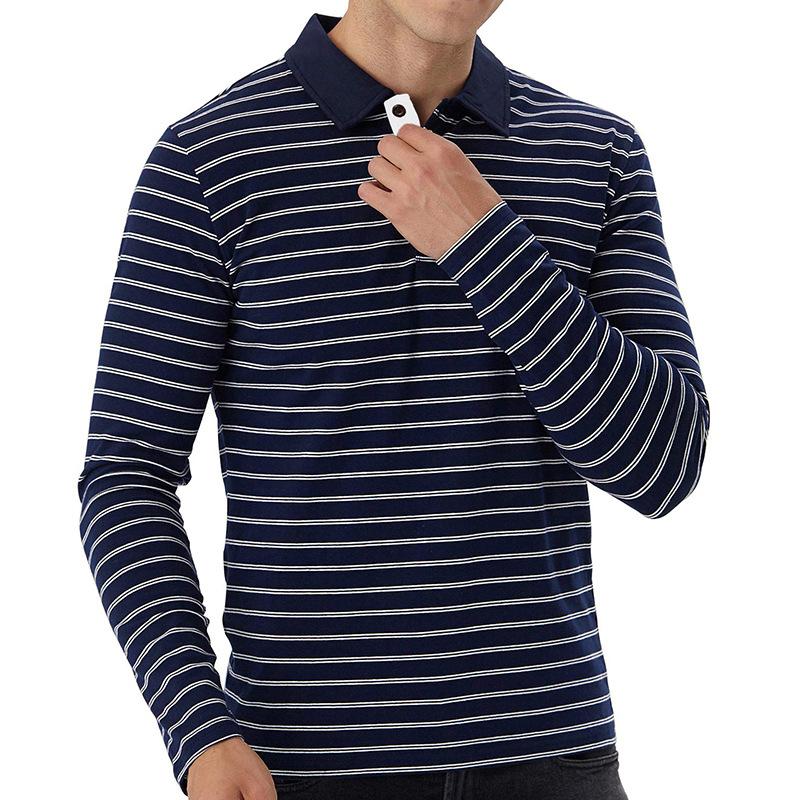 Men's high-end golf striped polo shirt t-shirt men's lapel Paul shirt long sleeve tops