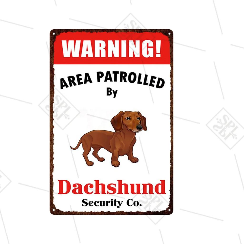 Akita Corgi Dog Breed Metal Sign Beware Of The Dog Warning Sign Pet Shop Wall Decoration Family Doorplate Vintage Tin Plaque