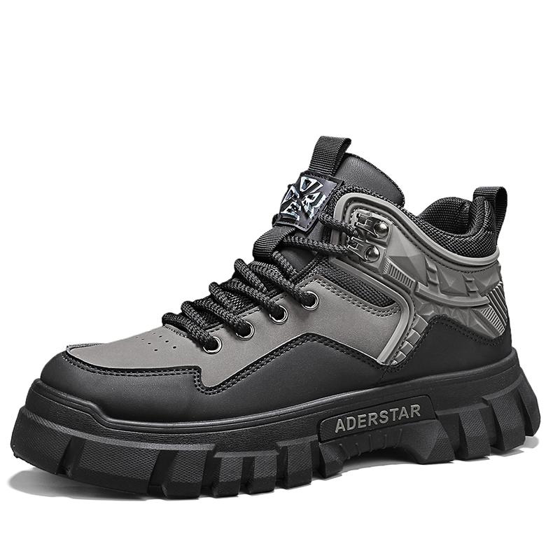 

Outdoor High-top Boots Men Shoes Hiking Shoes Men Anti-slip Sports Shoes Men Comfortable Soft Breathable Casual Men Shoes 39 черный серый