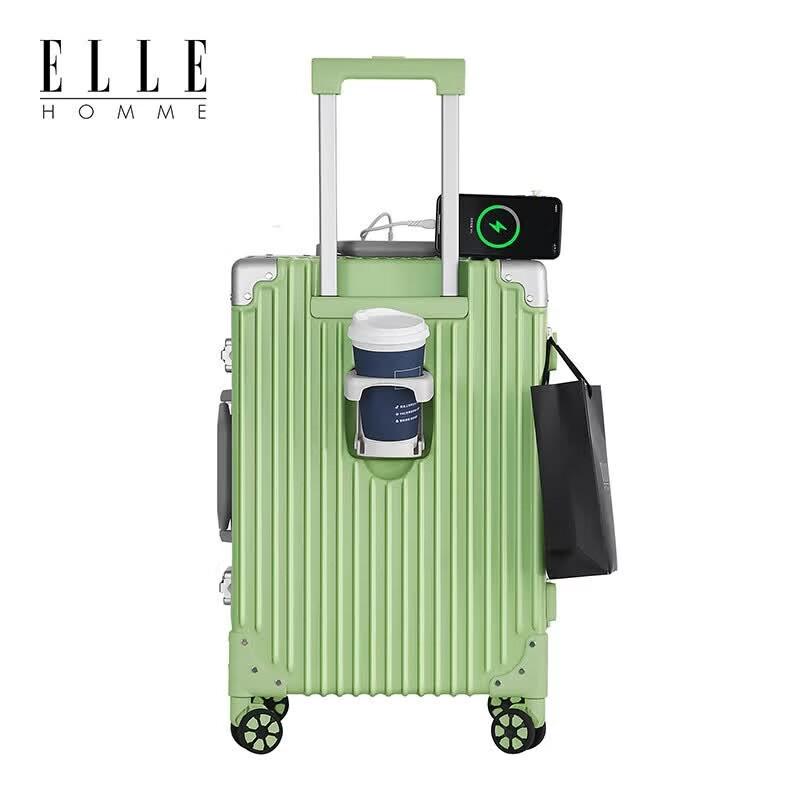 ELLE HOMME EH2309 Aluminum Frame Luggage with Cup Holder & USB 20 inch