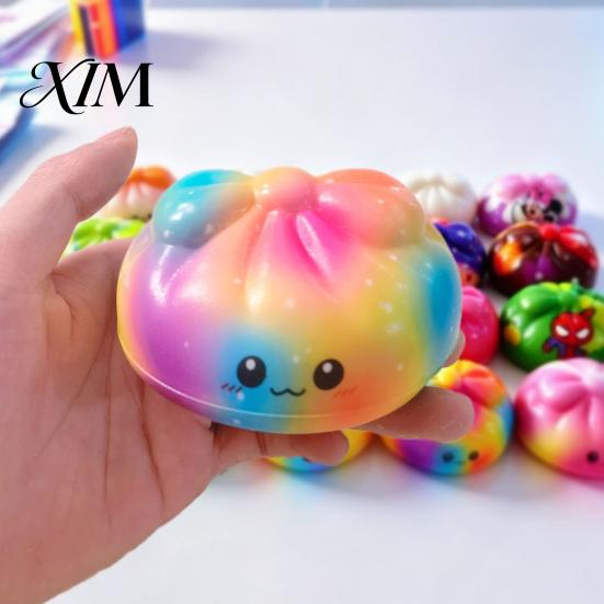 Calming Sensory Tools for Focus Colorful Bun Squeeze Toy, Soft Fidget Cute Hand Therapy Exercise Stress Relief Toy Adults Kids Anxiety Reducer Travel