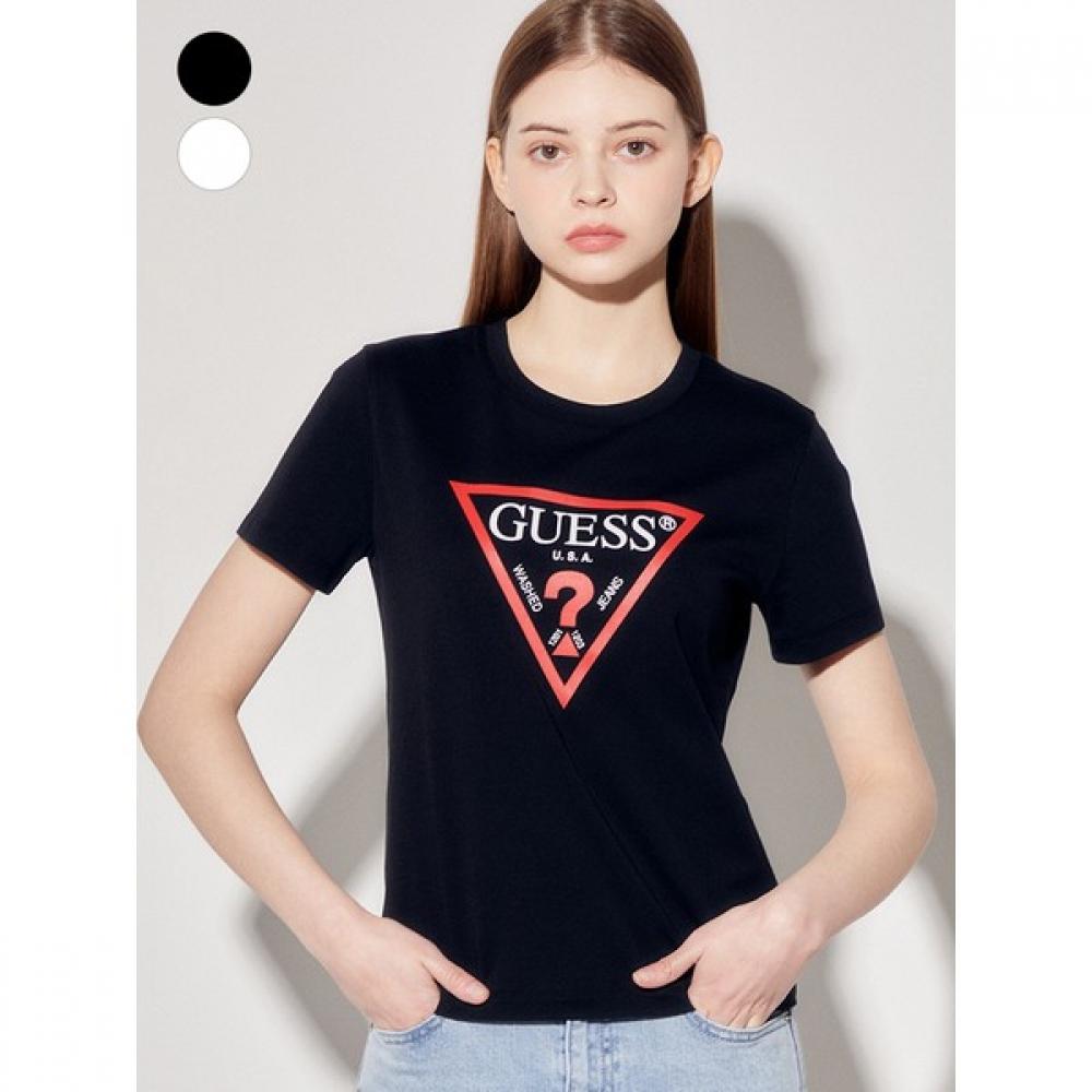 

[gueSS] Women S Original Triangular ShorT Sleeve T ShirT Op2k9405 BLK/S