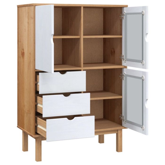 VidaXL Buffet haut OTTA Marron et blanc 85x43x125 cm Bois massif pin 351308
