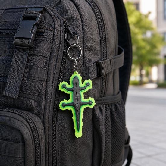 3D Printed Lizard Keychain, Glow in The Dark Pendant with Luminous Edges, Anime Keychain Pendant from The Adventures of Jackie Chan Metal Keychain