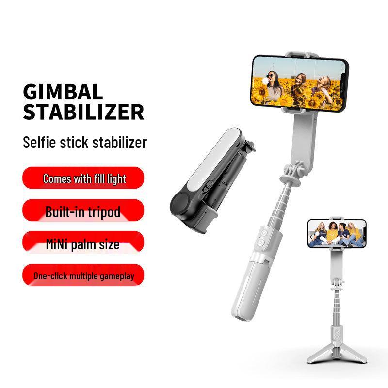 L09 Bluetooth Selfie Stick: Handheld Stabilizer with Fill Light, Anti-Shake Vlog Gimbal, Single-Axis Mini Steady Cam