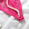 Women's T-Pants Sexy Panties Embroidered Lace Sexy Transparent Low Waist Hot Massage Pearl Crotch Thong