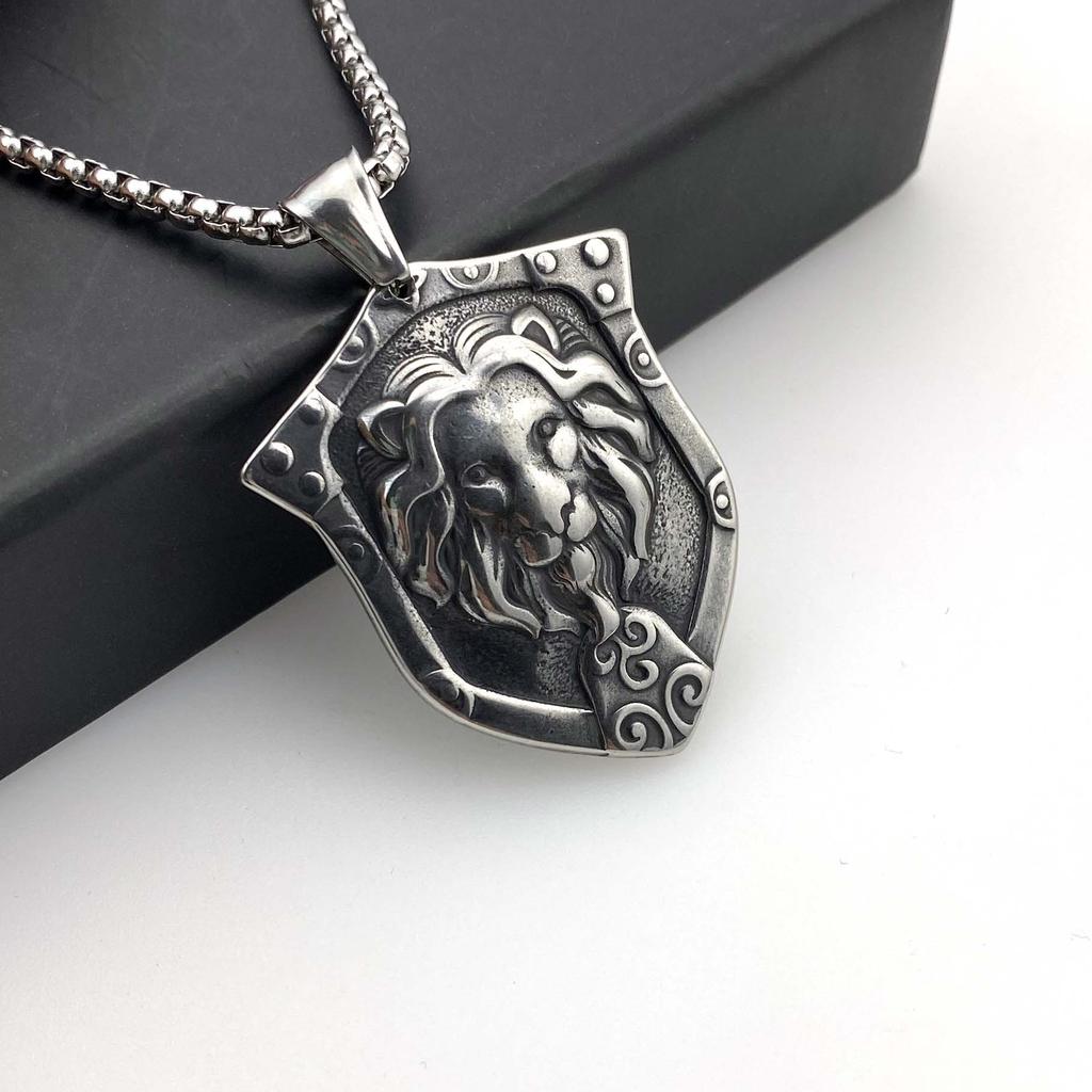 Necklace Lion Shield Men Hip Hop Animal Punk Ins Pendant