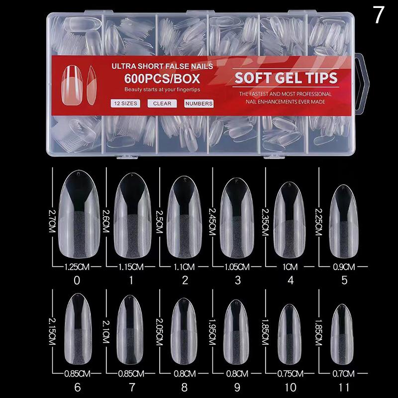 600 Buc/Cutie Unghii False Transparente Mate French Migdală Acrilic Picătură de Apă Vârfuri Unghii False Pentru Extensie Vârf Instrument Manichiură