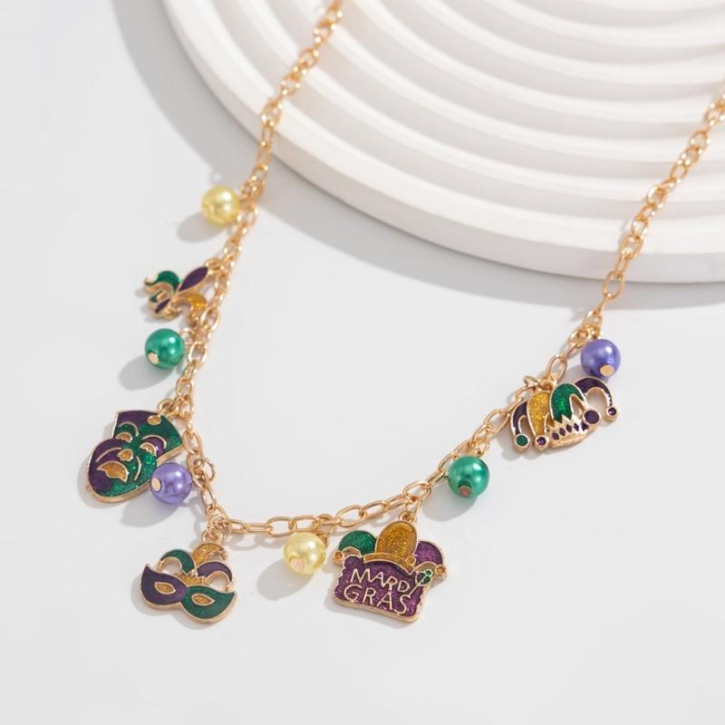 Unique Mask Necklace with Oil Drip Finish Delicate Charm Necklace Fashion Collarbone Chain Perfect for Fashion Lovers