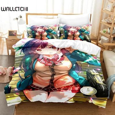 Anime Rent-A-Girlfriend Chizuru Povlečení Chlapci Dívky Twin Queen Size Povlak na přikrývku Povlak na polštář Postel Děti Dospělí Domácí textil