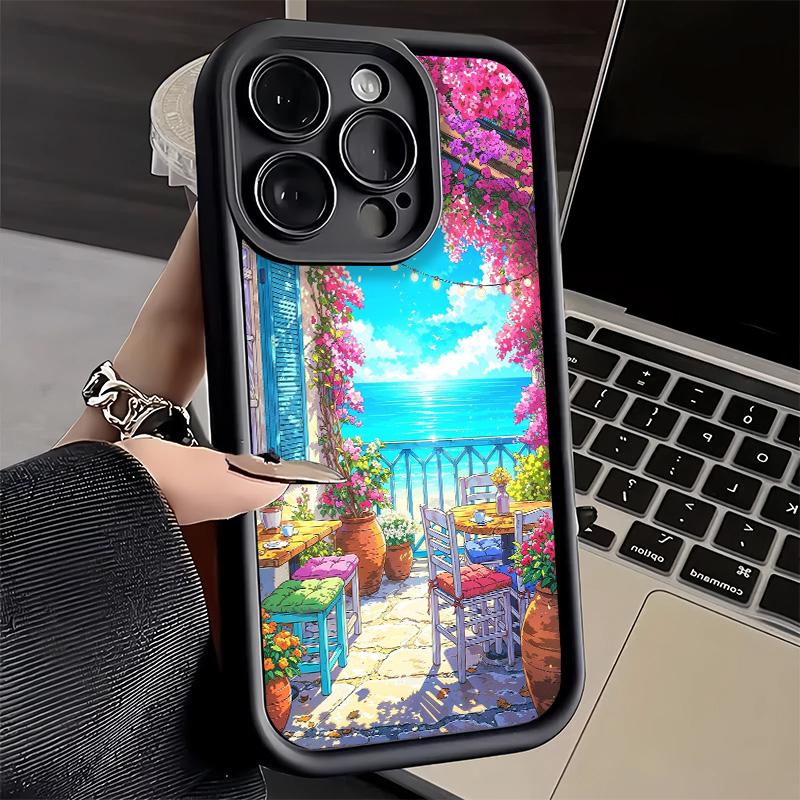 Phone Case for iPhone 17 Air 16E 15 16 Pro Max Anime Aesthetic Scenery Cover 14 Plus 13 12 Mini Soft Shell Silicone Fundas