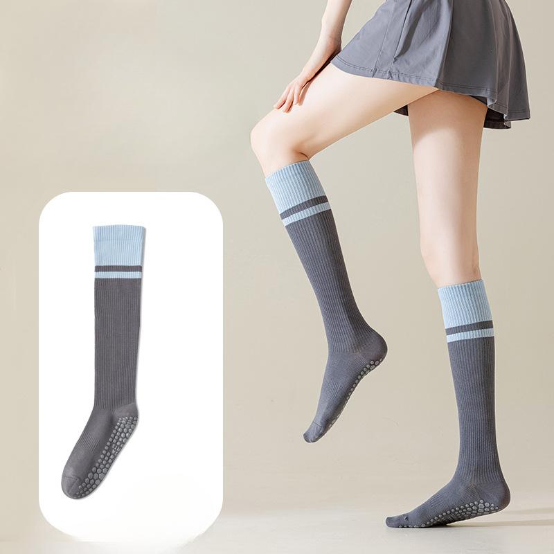 Women's Spring and Autumn Yoga Fitness Pilates Exercise Color Blocked Anti Slip Calf Socks