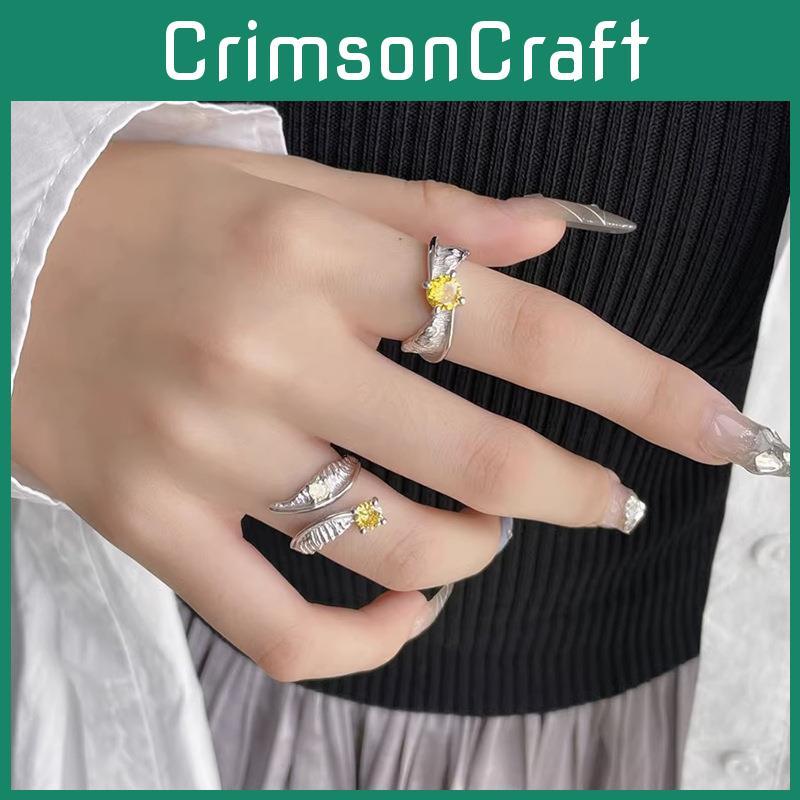 Unique Irregular Textured Zirconia Stone Ring For Women Fashionable Adjustable Open Band