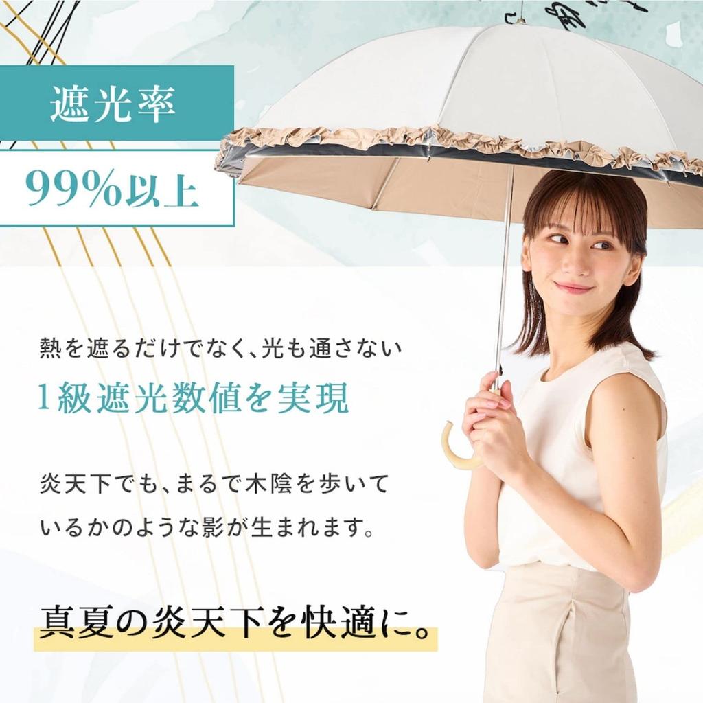 Insulated UV Protection Long Suitable for Both Sunny and Rainy Grosgrain Parasol, [estaa] Umbrella, Days, 50cm, 30170, Ribbon, Beige.