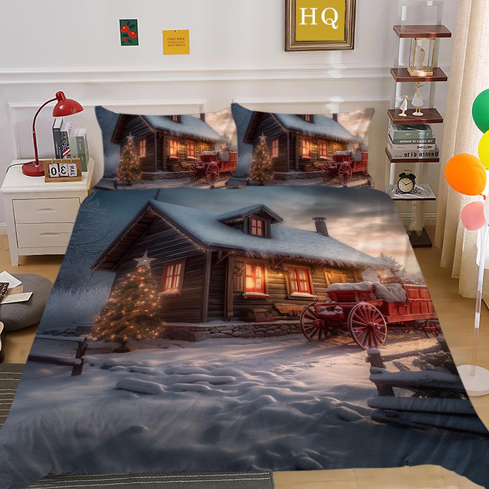3D Christmas Printing Bed Set Cover King Size Polyester Bedding Set Boy Kid High Quality Bed Clothes