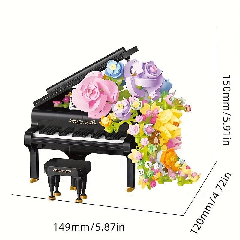 Preserved Flower Piano Violin Building Blocks Creative Musical Instrument Bouquet Waterfall Assemble Model Girl Holiday Gifts