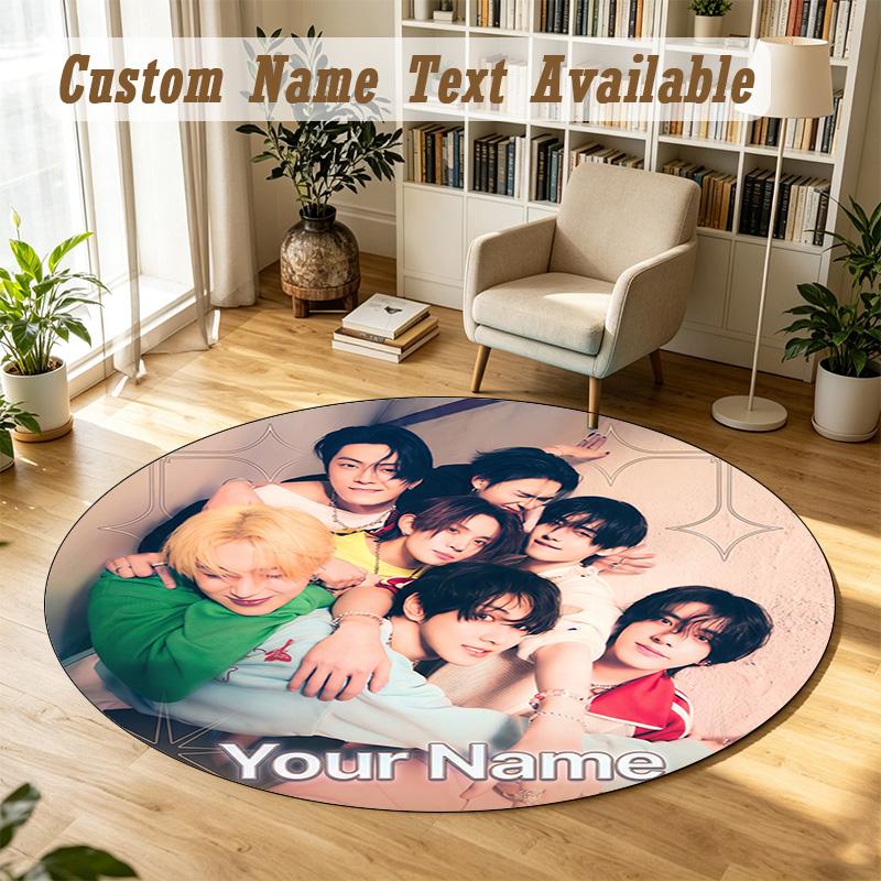 Round Rug Custom NameENHYPEN Pattern Non Slip Carpet Home Floor Decor