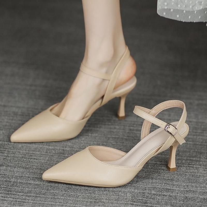 2024 Sexy Pointed Toe Women's Sandals High Quality Nude Color High Heels Fashion Shallow Mouth Women's Formal Shoes Zapatos
