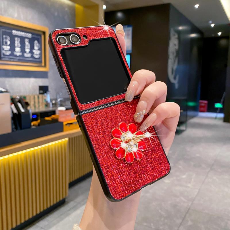 Glitter Stand Hard Shell Phone Case for Samsung Z Flip6/Z Flip4/Flip7