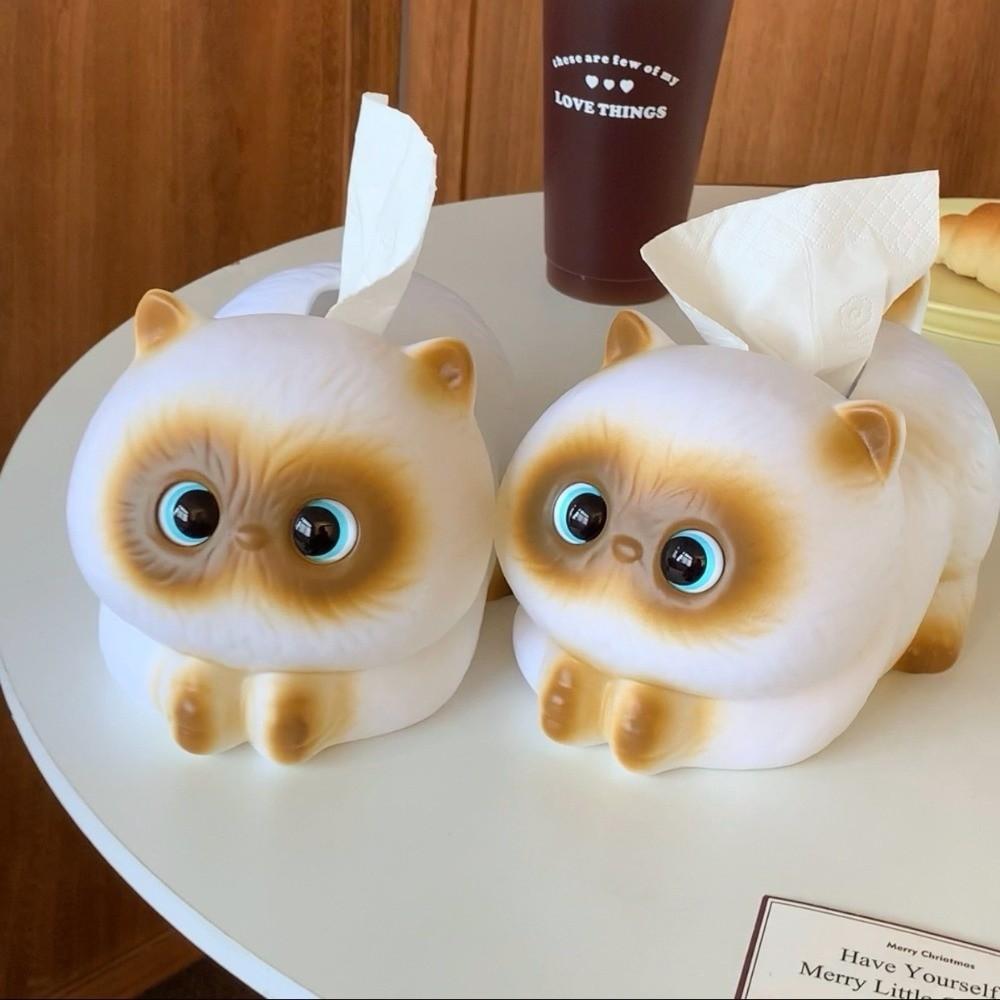 Creative Siamese Cat Cat Tissue Box Cartoon Resin Napkin Paper Box Paper Towel Holder Household