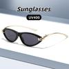 Hip-Hop Personality Cat Eye Sunglasses Metal Fashionable Stage Performances Party Gatherings Travel Beach Uv400 Glasses