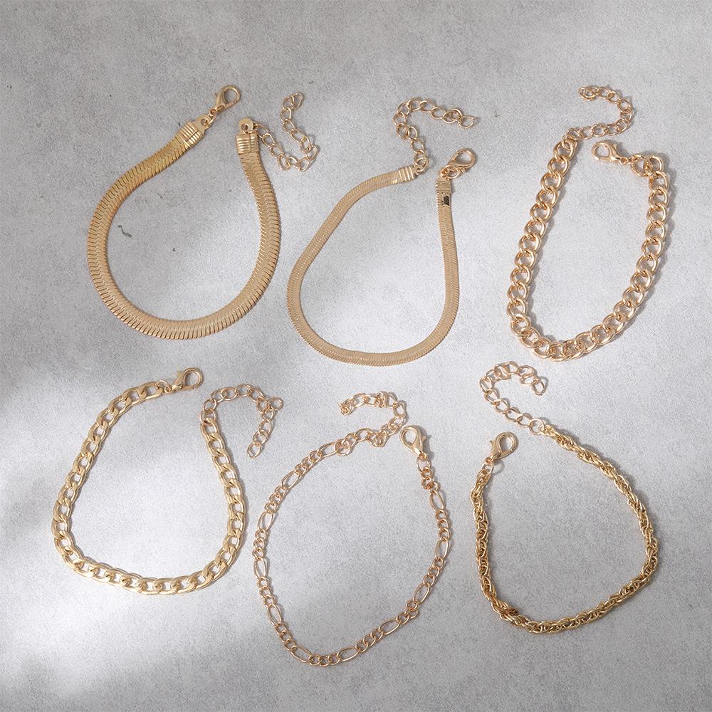 Jewelry 6-Piece Set, Simple Twist Snake Slice Chain, Personalized Thick Chain Bracelet