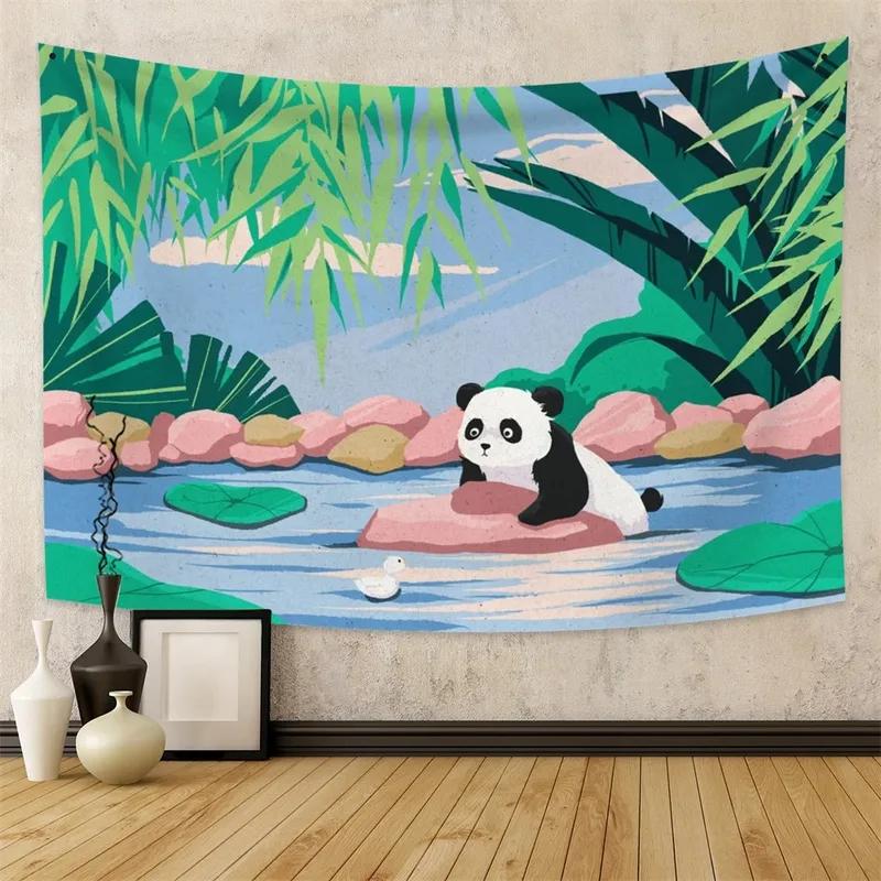 

Милая панда простой узор гобелен спальня гостиная гобелен украшение дома настенный гобелен 230x180cm
