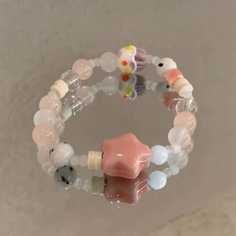 New Chinese Ceramic Beaded Bracelet Femininity Sweet And Cute Girl Bracelet Niche Versatile National Style Jewelry