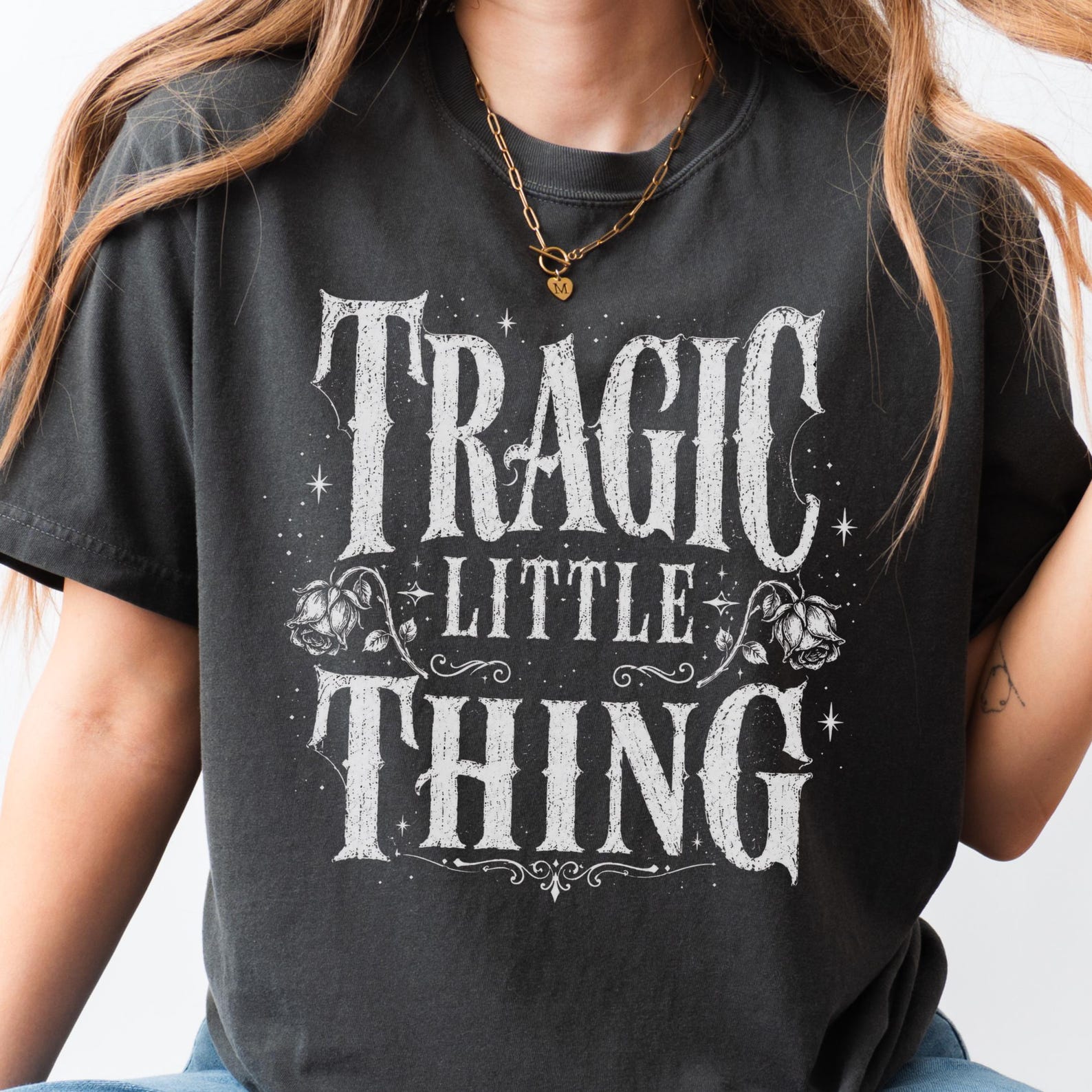 Tragic Little Thing Shirt | Gothic Typography Tee Dark Romantic Graphic Comfort Colors Shirt 3XL