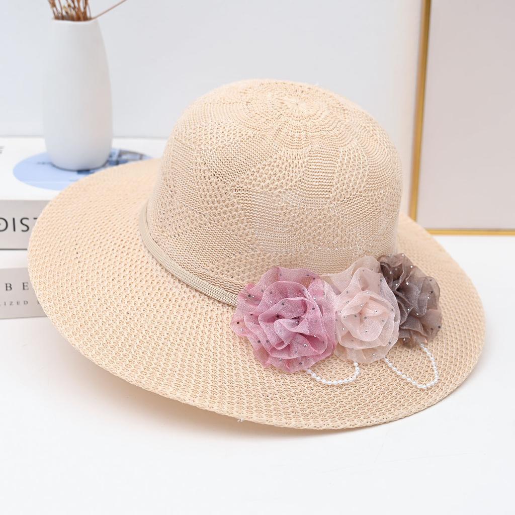 Summer new women's big edge straw hat bow breathable sunscreen sun hat outdoor UV protection sun hat