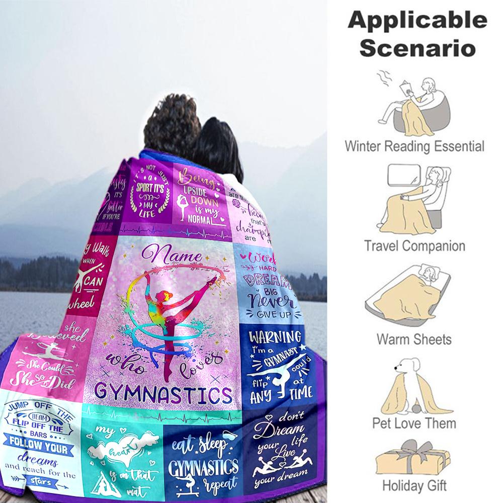 Gymnastics6 Personalized Text Blanket Lightweight Customizable Blanket Comfortable for Bed Picnics Sofa Living Room Ideal for All Seasons