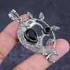 Natural Black Spinel Gemstone 925 Sterling Silver Jewelry Pendant 2.56" G6Y97