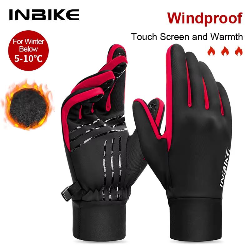 INBIKE Cycling Gloves for Men Women Warm Fleece Winter Biking Glove for Riding Bicycle Gloves Waterproof Touchscreen Accessories
