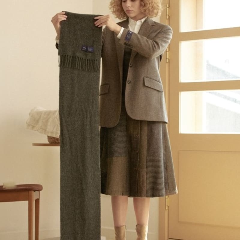 ABRAHAM MOON Merino Wool Muffler 25cm - Gray