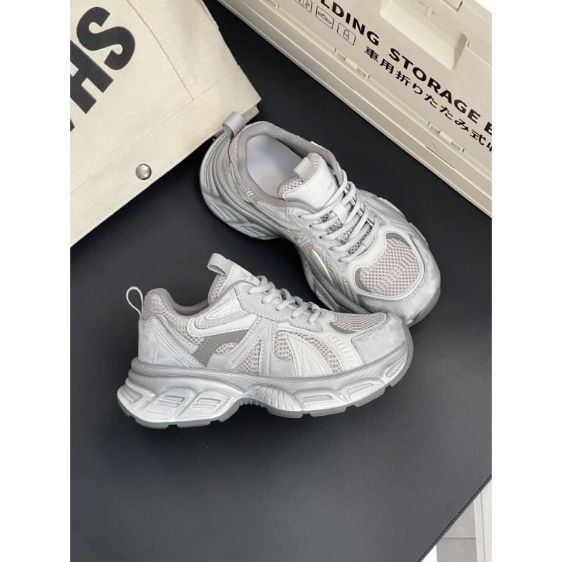 

Thick-soled heightening gray dad shoes women s spring new mesh breathable sports shoes soft-soled lightweight casual shoes 40 срібний