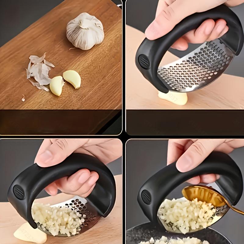 Stainless Steel Garlic Press -Manual Vegetable Cutter & Fruit Crusher for Restaurants - Easy-to-Use Kitchen Gadget