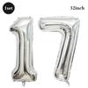 32inch Silver Number Foil Balloons Large Digit 0-9 Helium Globos Happy Birthday Party Decor Wedding Anniversary Graduation 2026